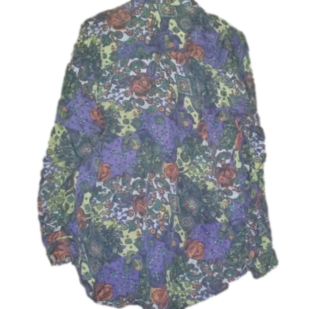 100% Silk Ladies Button Blouse Sz L - Picture 2 of 3